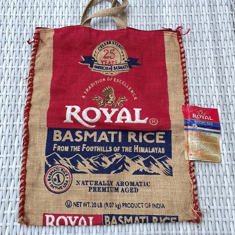 NWOT- Royal Basmati Rice  Burlap Zip Bag
